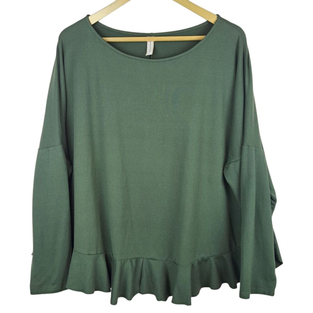 Peppermint USA Women Top Knit Blouse Dolman Sleeve Size XL Green